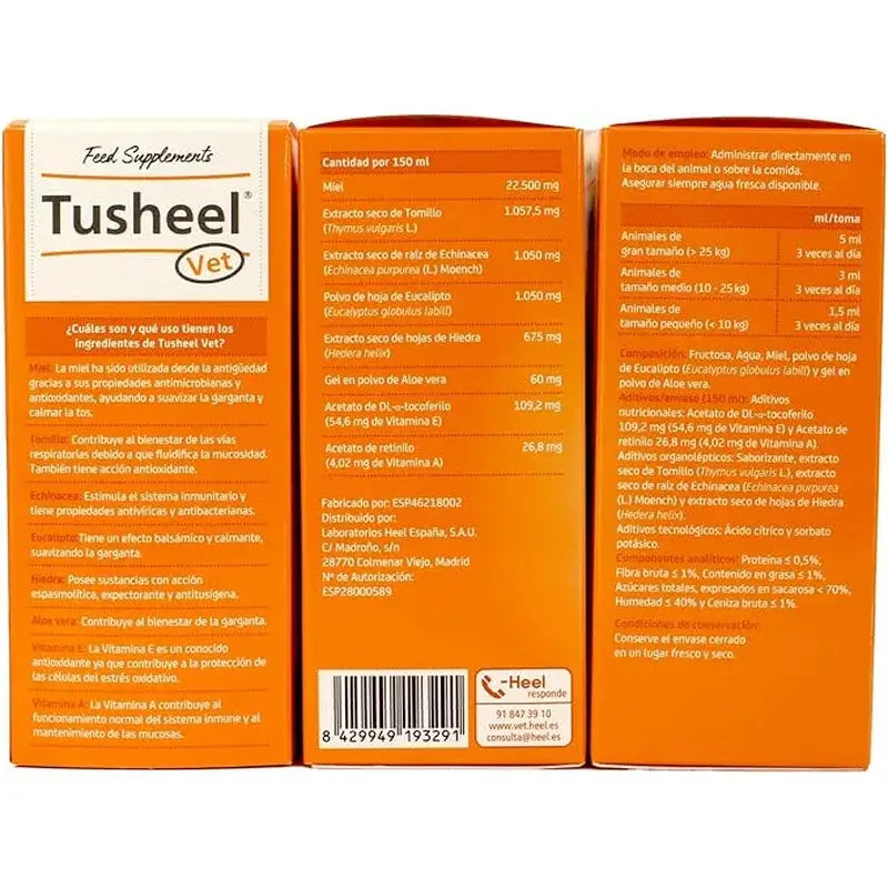 Heel Tusheel Veterinary Cough Syrup Chiens et Chats 150 ml