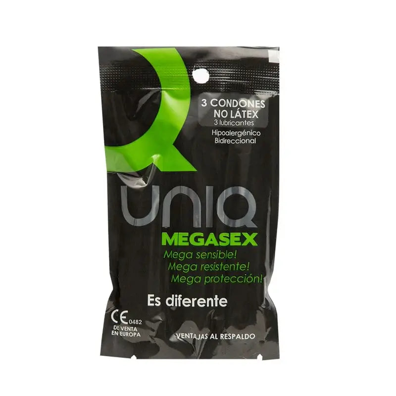 Uniq Megasex Préservatifs Sensibles Avec Jarretière Sans Latex 3 Unités