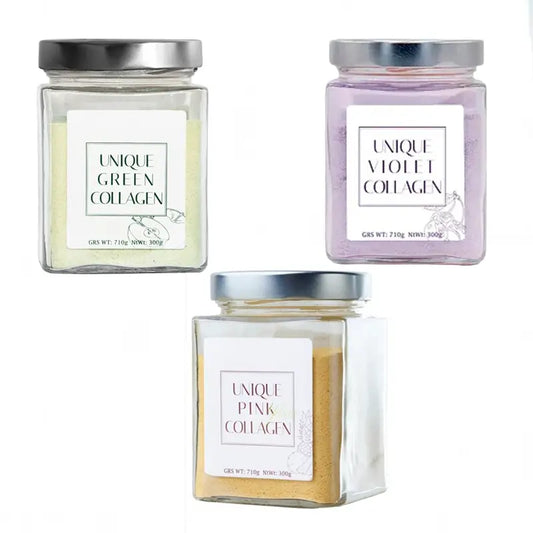 Supplément nutritionnel unique rose, jaune, violet et vert, paquet de 3x300 grammes