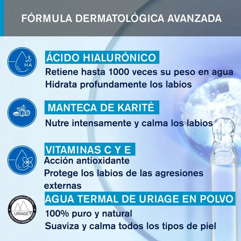Uriage Eau Thermale Stick à lèvres hydratant avec poudre Atu 4G