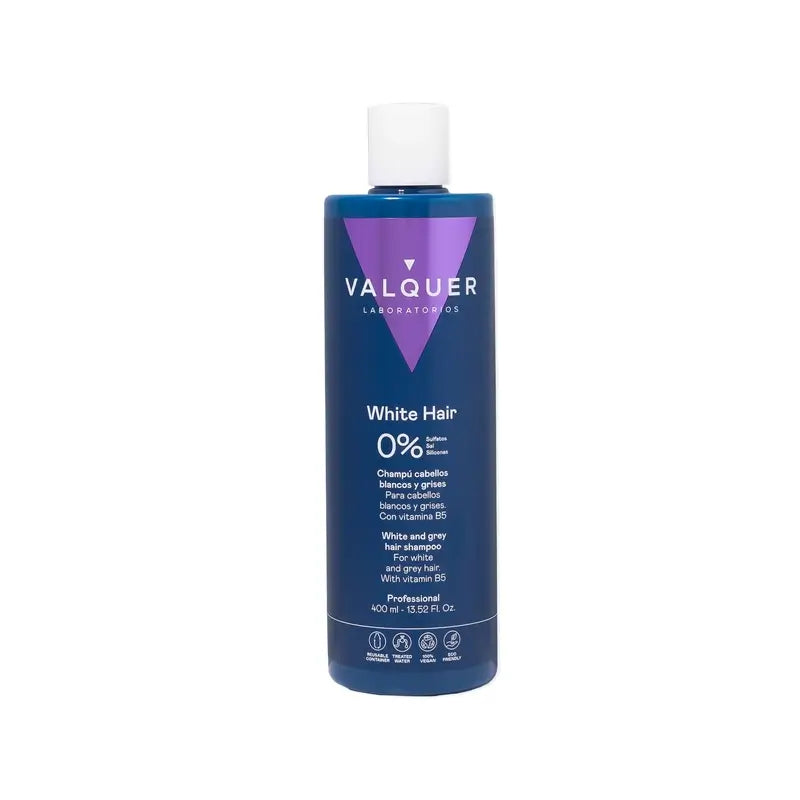 Valquer Hair Care Shampooing pour cheveux blancs et gris, 400 ml