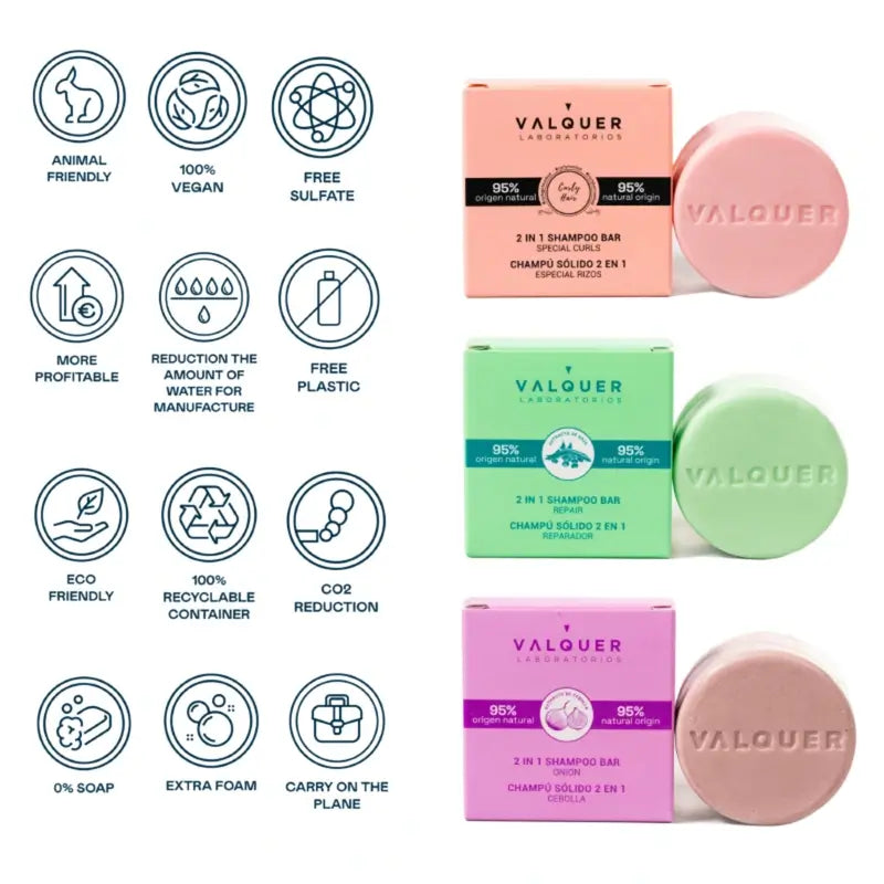 Valquer Hair Care Shampooing 2 In 1 Curls Special 70 G, 70 gr