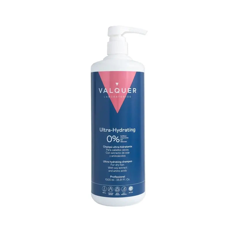 Valquer Hair Care Shampooing ultra hydratant, cheveux secs, 1000 ml