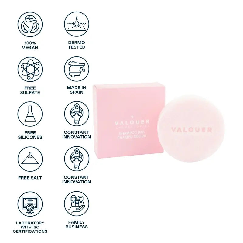 Valquer Hair Care Petal Shampooing solide pour cheveux secs, 50 gr