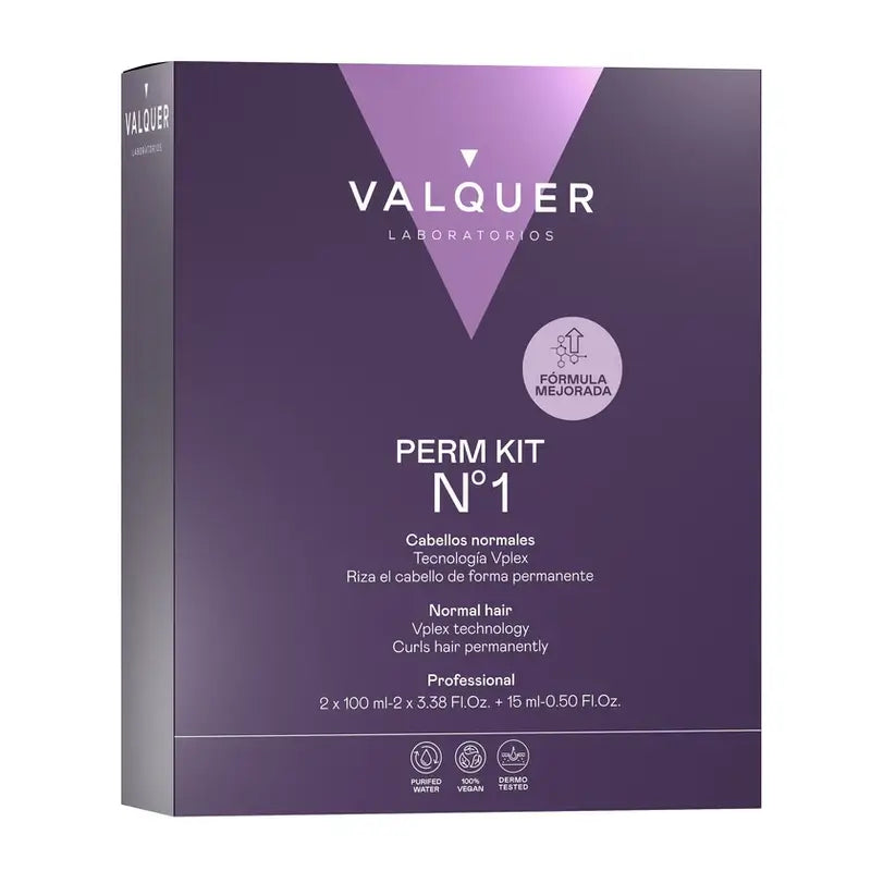 Valquer Professional Perming Kit No. 1 - Cheveux normaux - Boucles durables en 3 étapes