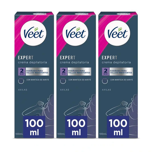 Veet Crème dépilatoire pour femmes Aisselles et zone du maillot Roll-On, 3x100ml