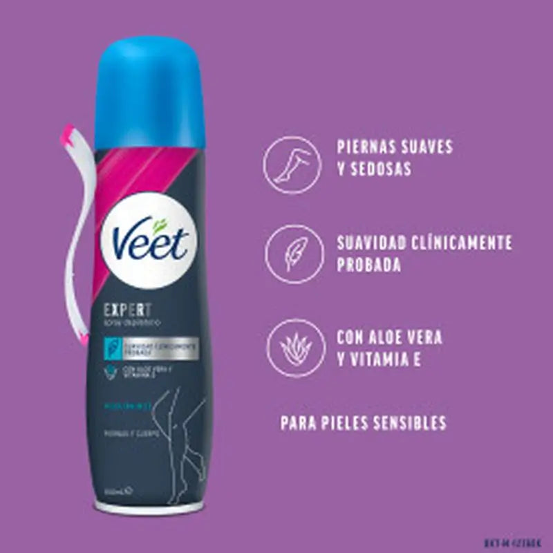 Veet Expert Spray Dépilatoire Corps et Jambes Peau Sensible, 150Ml