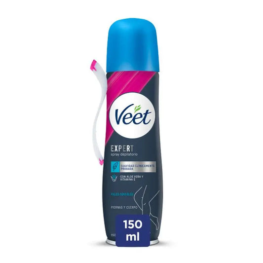 Veet Expert Spray Dépilatoire Corps et Jambes Peau Sensible, 150Ml