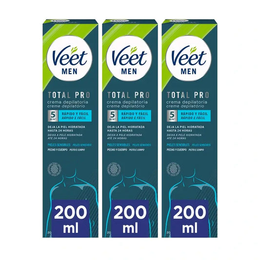 Veet Men Crème dépilatoire pour peau sensible, 3x200ml
