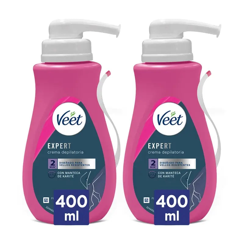 Veet Pack Crème dépilatoire Peau normale et sèche avec distributeur, 2 X 400 ml