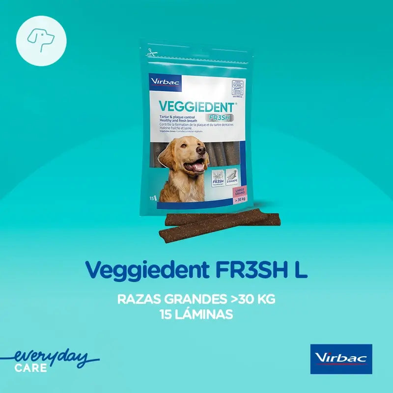 Virbac Veggiedent Fr3sh L, Snacks dentaires pour chiens de grande race