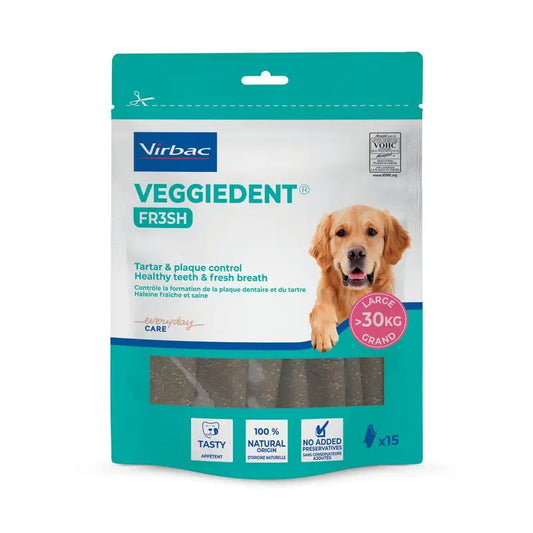 Virbac Veggiedent Fr3sh L, Snacks dentaires pour chiens de grande race