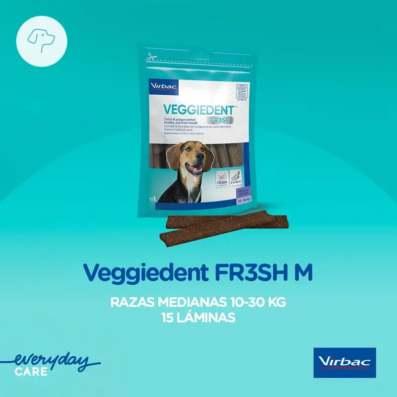 Virbac Veggiedent Fr3sh M, Snacks dentaires pour chiens de taille moyenne