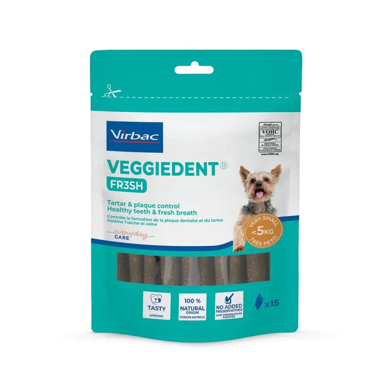 Virbac Veggiedent Fr3sh XS, Snacks dentaires pour chiens de très petite race