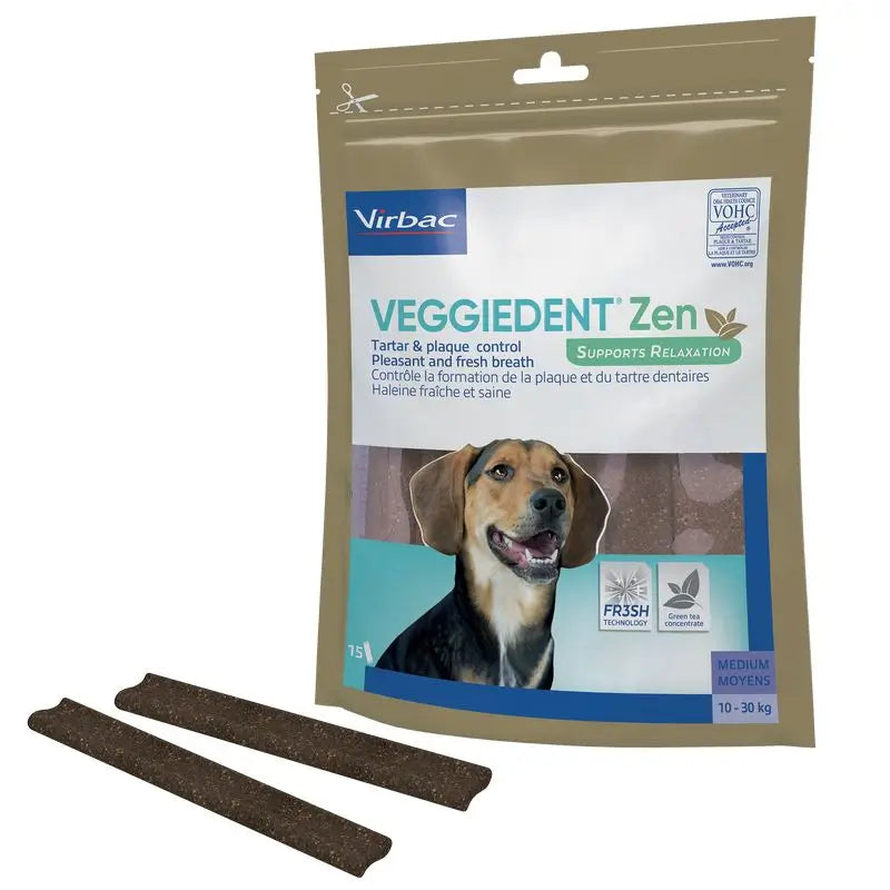 Virbac Veggiedent Zen M, Snack dentaire pour chien de race moyenne