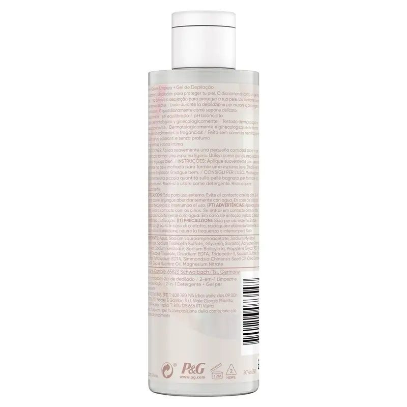 Venus Satin Care 2 en 1 gel nettoyant + épilation de la zone intime, 190 Ml