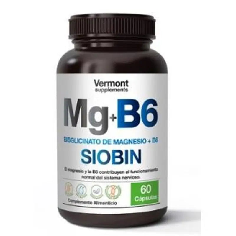 Vermont Supplements Mg+B6 Siobin Magnesium Bisglycinate+B6 60 Capsules