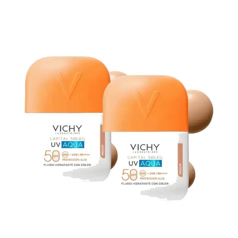 Vichy Capital Soleil UV Aqua Fluide Teinte Moyenne SPF50 50 ml, lot de 2