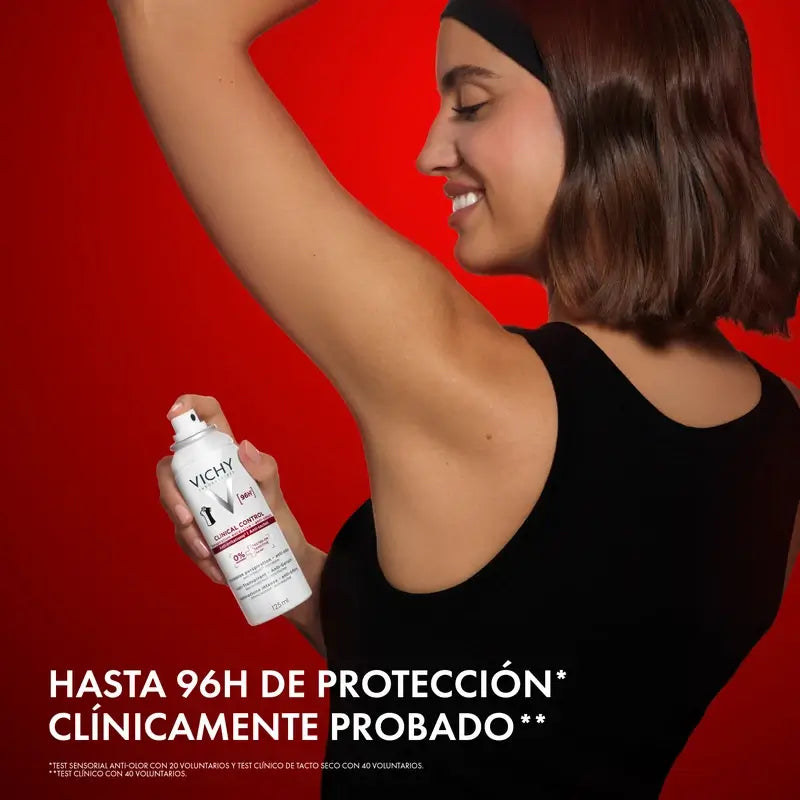 Vichy Clinical Control 96h pour femme, déodorant anti-transpirant en spray, 125 ml