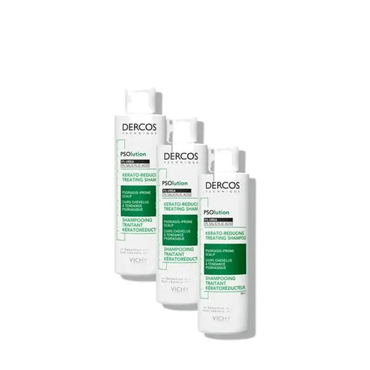 Vichy Dercos Psolution : shampooing antipelliculaire et anti-démangeaisons, lot de 3