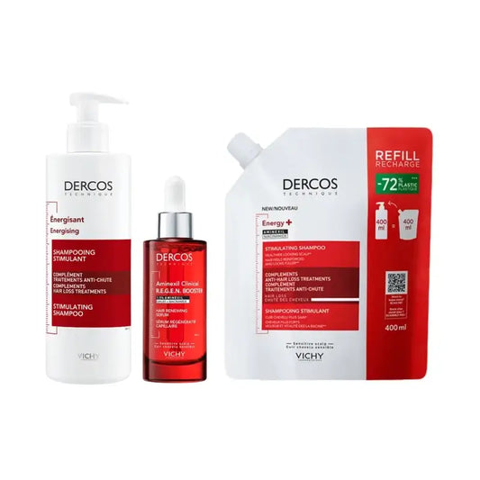 Vichy Dercos Regen Serum 90 Ml + Dercos Energy+ Shampooing 400 Ml + Recharge 400 Ml