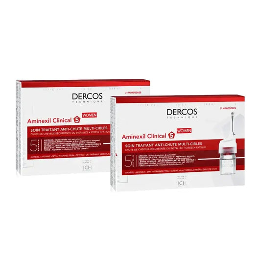 Vichy Dercos Technique Aminexil Clinical 5 Femme (21 ampoules), lot de 2