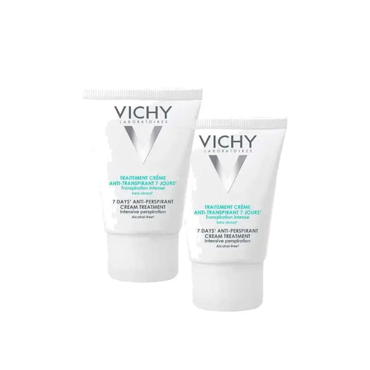 Vichy Déodorant anti-transpirant 7 jours, crème régulatrice, 30 ml, lot de 2