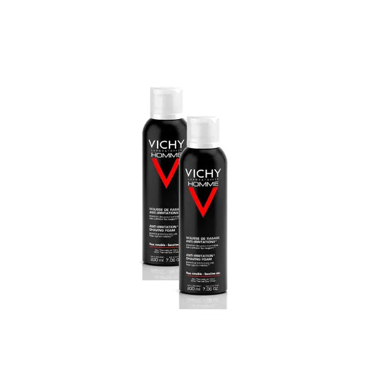 Vichy Homme Mousse à raser pour peaux sensibles 200 ml, lot de 2