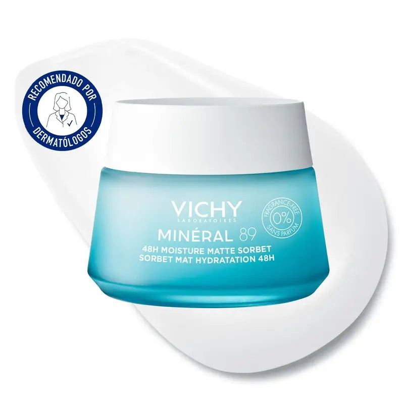Vichy Mineral 89 Matte Gel Sorbet Hydratant 48H avec Acide Hyaluronique , 50 ml