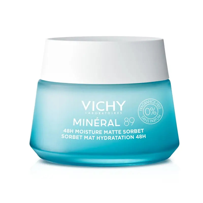 Vichy Mineral 89 Matte Gel Sorbet Hydratant 48H avec Acide Hyaluronique , 50 ml