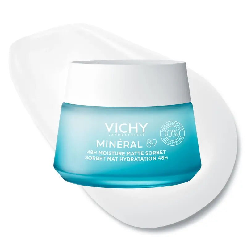 Vichy Mineral 89 Matte Gel Sorbet Hydratant 48H avec Acide Hyaluronique , 50 ml