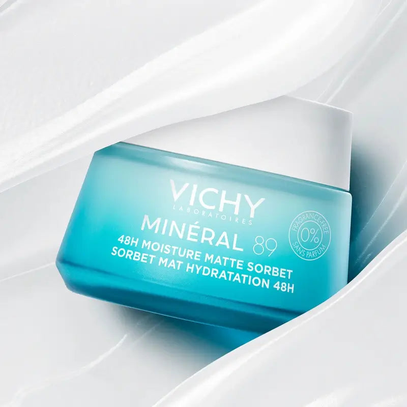 Vichy Mineral 89 Matte Gel Sorbet Hydratant 48H avec Acide Hyaluronique , 50 ml