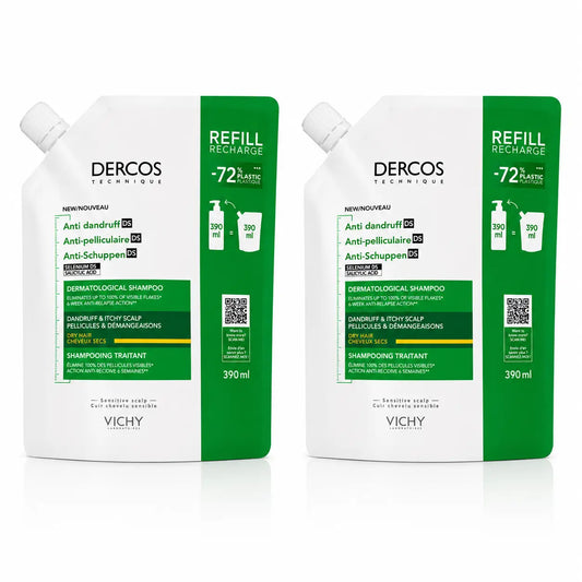 Lot de 2 shampoings Vichy Dercos Ecorefill Energy+, 400 ml