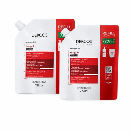 Lot de 2 shampoings Vichy Dercos Ecorefill Energy+, 400 ml