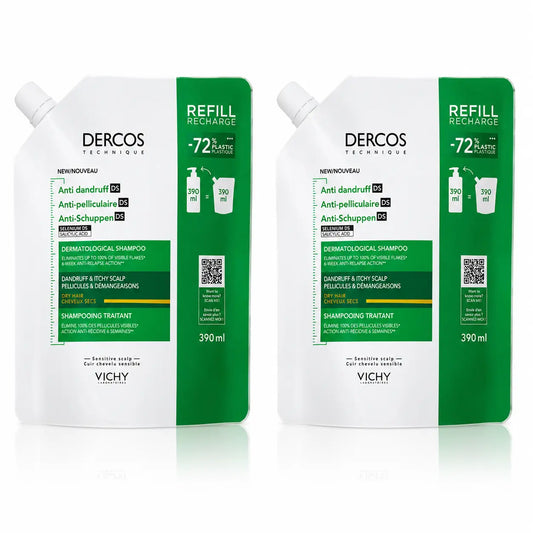 Vichy Pack Vichy Dercos Technique Ecorefill Shampooing antipelliculaire sec, x2
