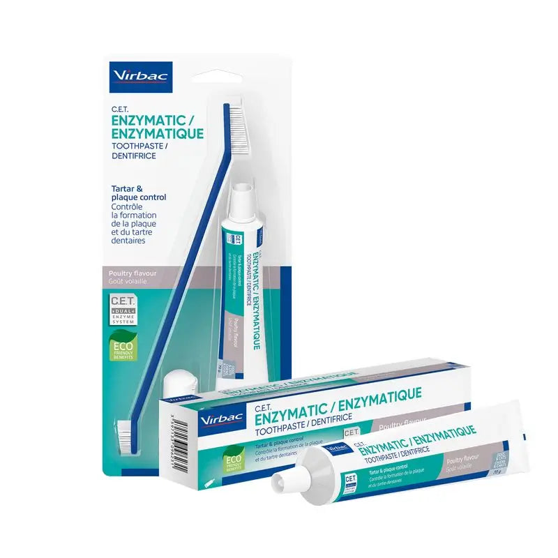 Virbac Cet Kit Brosse + Dentifrice Enzymatique 70 gr Pour Animaux de Compagnie