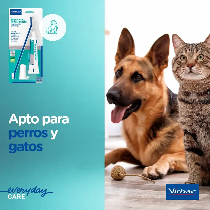 Virbac Cet Kit Brosse + Dentifrice Enzymatique 70 gr Pour Animaux de Compagnie
