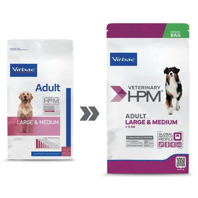 Virbac Hpm Adult Large & Medium 3Kg Croquettes pour chiens, croquettes pour chiens