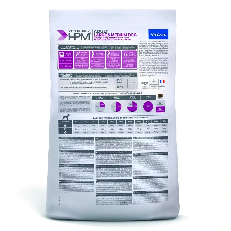 Virbac Hpm Adult Large & Medium 7 Kg Croquettes pour chiens, croquettes pour chiens