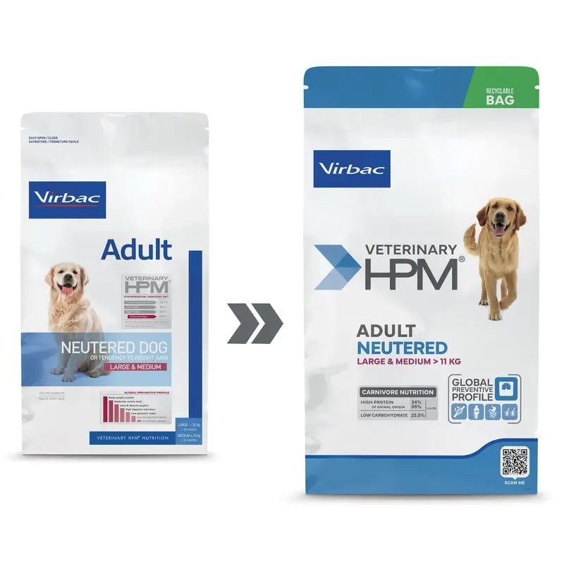 Virbac Hpm Canine Adult Neutered Large Medium Medium 7Kg, nourriture pour chien