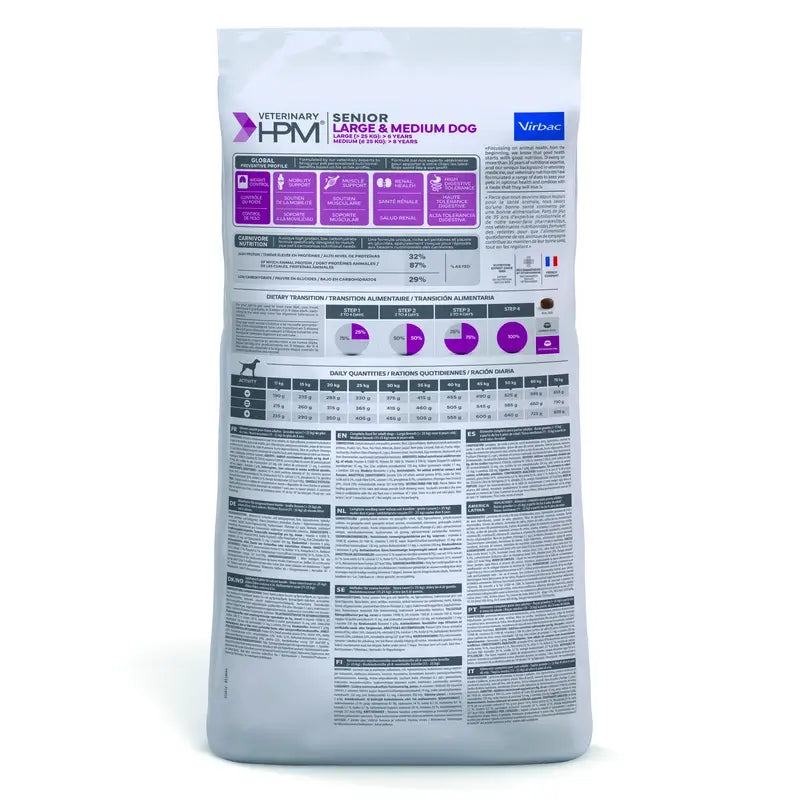 Virbac Hpm Senior Neutered Dog Large & Medium 12 Kg Croquettes pour chiens, aliments pour chiens
