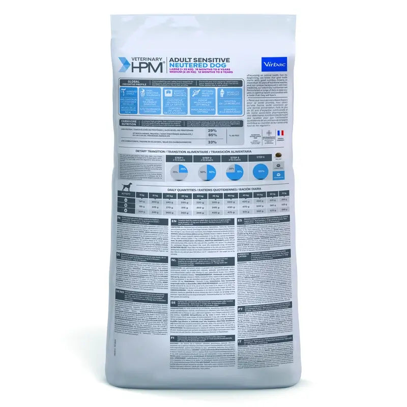 Virbac Hpm Canine Sensitive Digest Neutered Large Med. 12Kg, nourriture pour chien