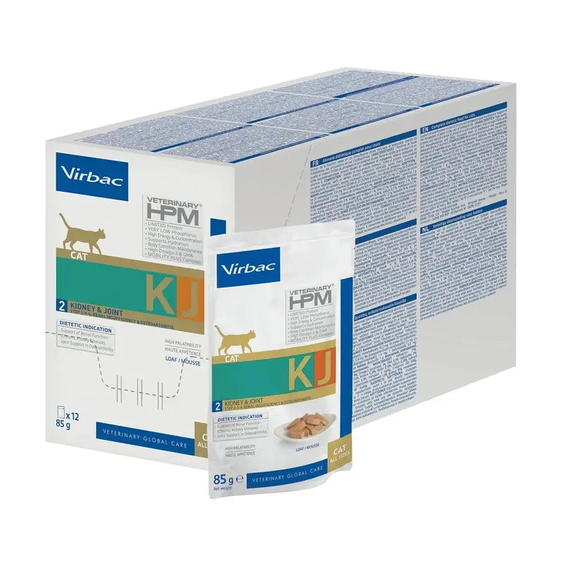 Virbac KJ2 Feline Kidney & Joint Wet Cat Food ,12x85g