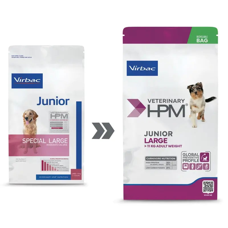 Virbac Veterinary HPM Junior Large Dog, 3 kg, nourriture pour chiens
