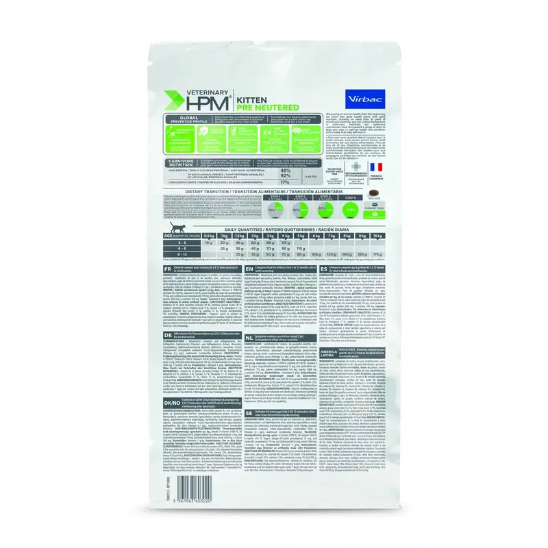 Virbac Veterinary HPM Kitten Pre Neutered Cat , 1.5 kg, nourriture pour chat