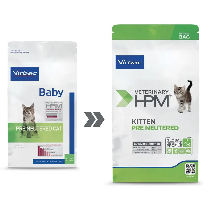 Virbac Veterinary HPM Kitten Pre Neutered Cat , 400 g, nourriture pour chats