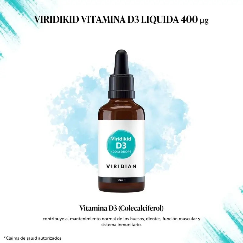 Viridian Virikid Vit D3 400Iu Vegan 30Ml.