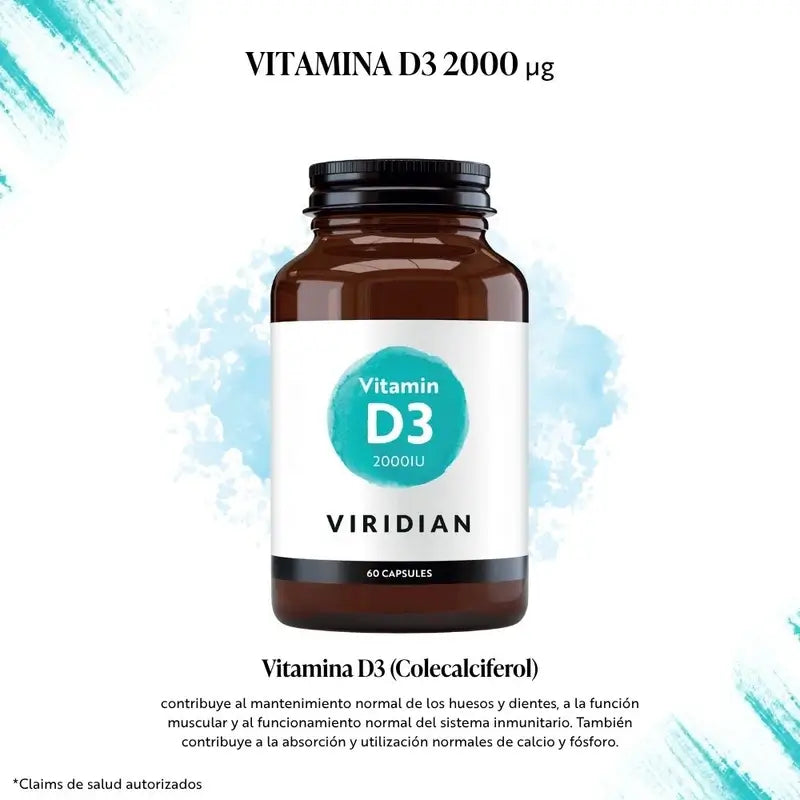 Viridian Vitamine D3 Vegan 2000 Iu, 60 Capsules