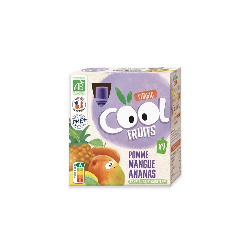 Vitabio Cool Fruits Apple, Mango & Pineapple 90 Gr, 4 unités
