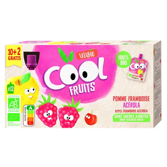 Vitabio Cool Fruits Apple & Raspberry 90 Gr, 12 unités